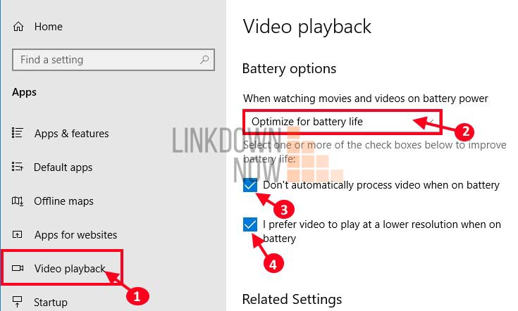 Tối ưu hóa cài đặt pin cho Video Playback